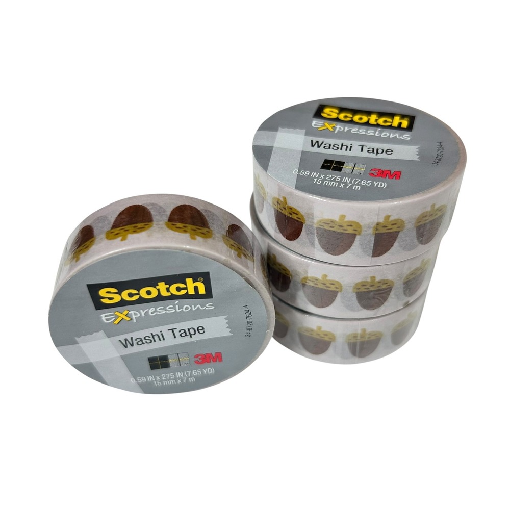 4 Rolls Scotch Expressions Washi Tape Acorn Fall Pattern 0.59" x 275" C314-HF176